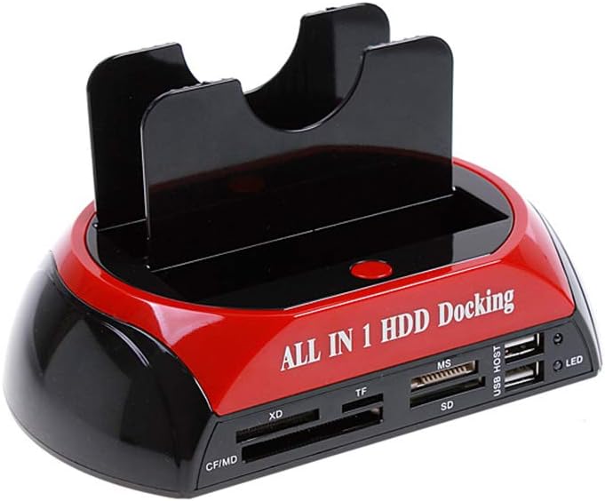 Karlak Multifunctional Hard Disk Base 2.5/3.5 inch IDE/SATA Mobile Hard Disk Base Dual-bay HDD Docking Station US Plug - Image 1